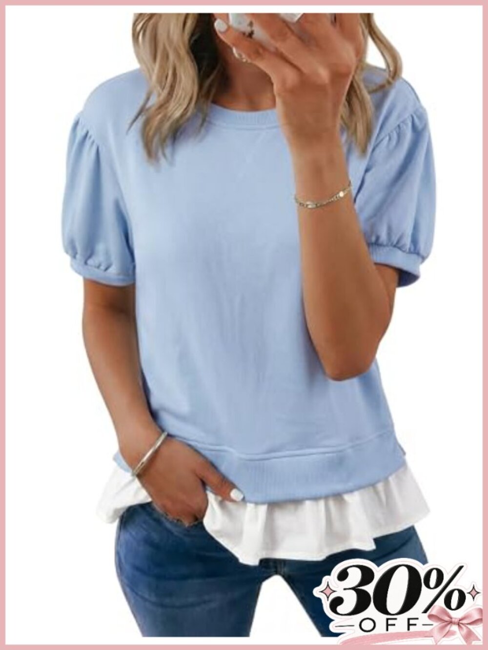 Women's Short Sleeve Ribbed Knit Tunic Top Crewneck Pullover Blouse